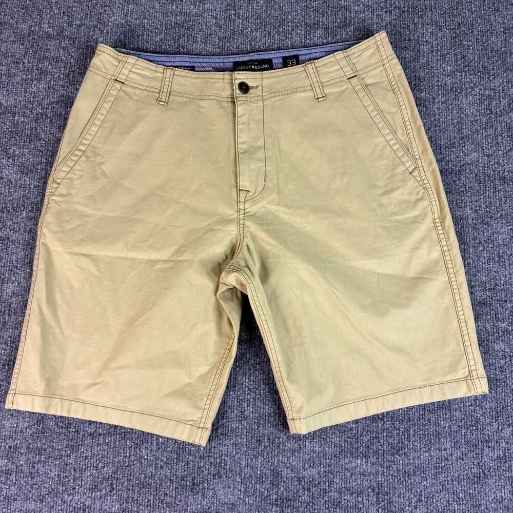 Lucky Brand Saturday Stretch Shorts Mens 33 Khaki Beige Chino Casual